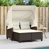 vidaXL Divano Giardino 2 Posti Baldacchino Sgabelli Marrone Polyrattan