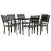 vidaXL Set da Pranzo da Giardino 7 pz Nero in Acciaio e Textilene