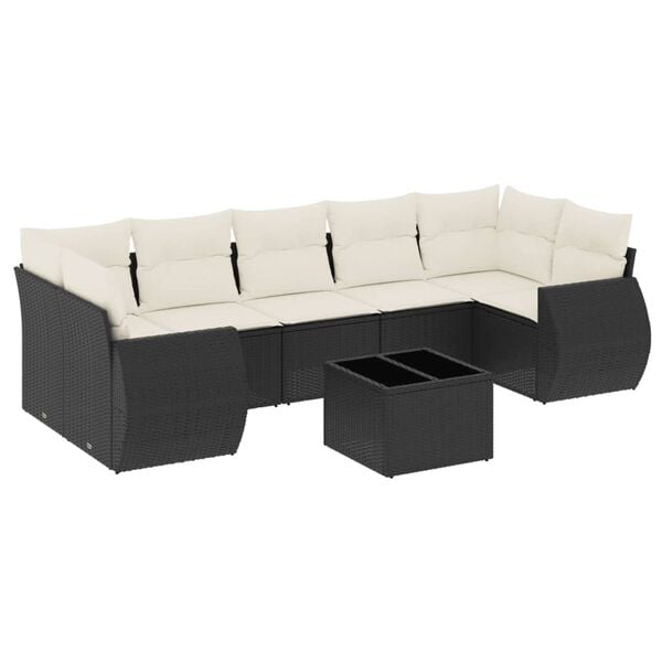 vidaXL Set Divani da Giardino con Cuscini 8 pz Nero in Polyrattan