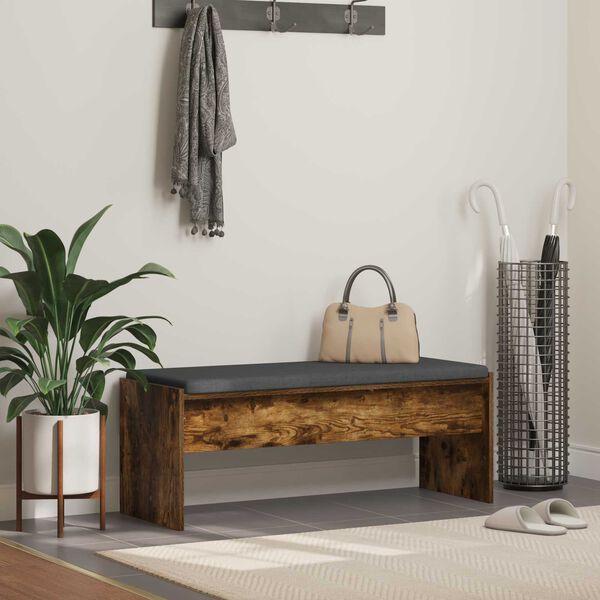 vidaXL Panca per ingresso con cuscino Rovere fum&eacute; 103 x 38 x 40 cm