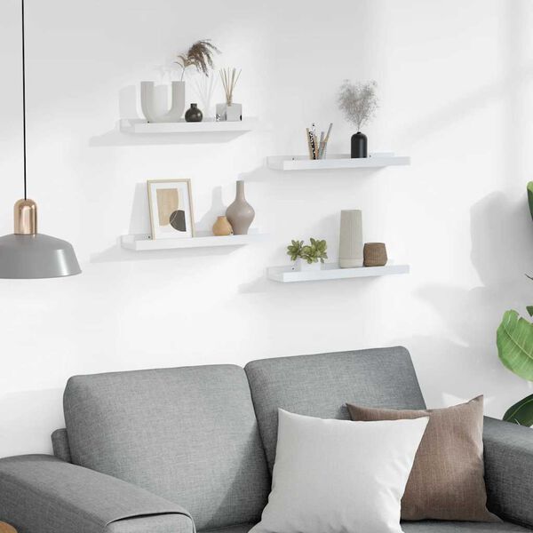 vidaXL Mensole da Parete 4 pz Bianche 40x9x3 cm
