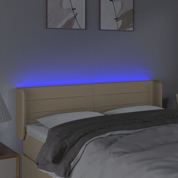 vidaXL Testiera a LED Crema 147x16x78/88 cm in Tessuto