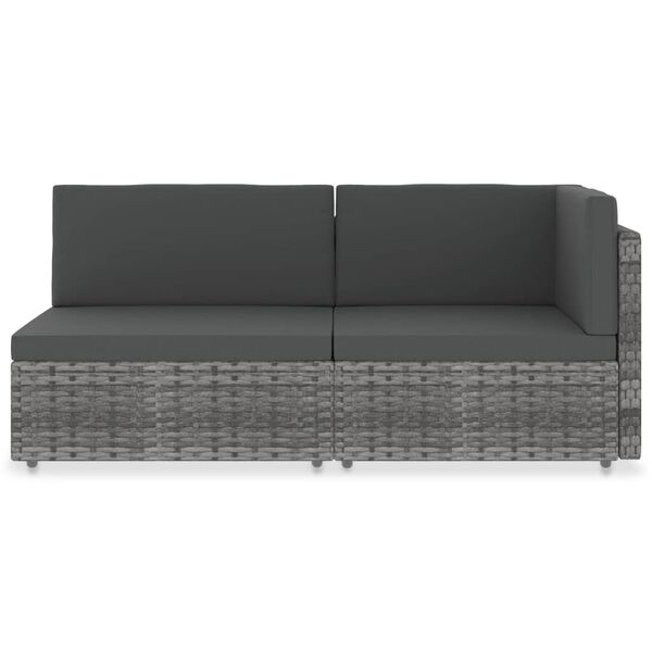vidaXL Divano Modulare a 2 Posti in Polyrattan Grigio