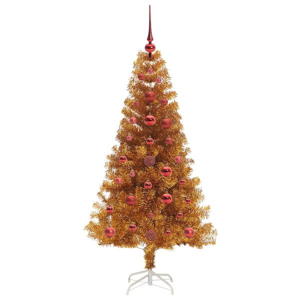 vidaXL Albero di Natale con 150 LED con supporto Oro 120 cm PET