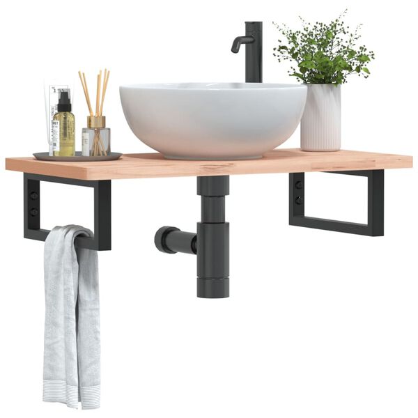 vidaXL Reggimensole per Lavabo 2 pz Nere Rettangolari in Acciaio