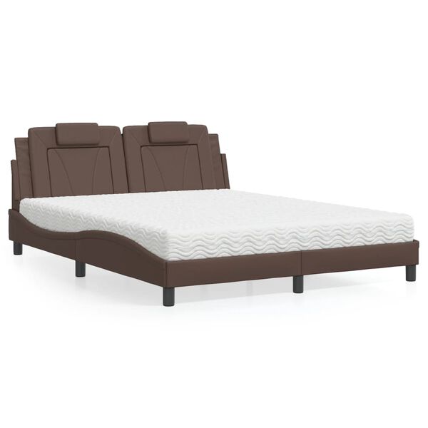 vidaXL Letto Viana con Materasso Marrone 160x200cm in Similpelle