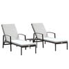 vidaXL Lettini Prendisole 2 pz con Tavolo in Polyrattan Marrone
