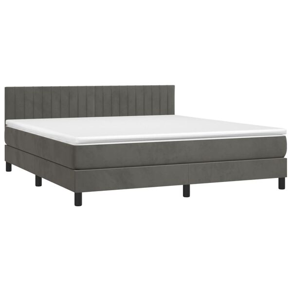 vidaXL Letto a Molle con Materasso e LED Grigio Scuro 160x200 cm