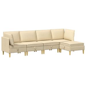 vidaXL Set di divani modulari con spazio di archiviazione 5 pz Crema