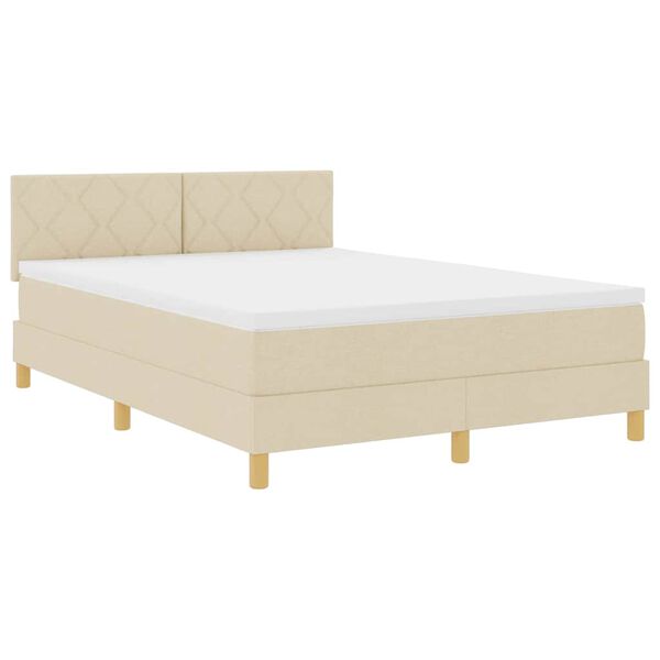 vidaXL Letto a molle con materasso Crema 140 x 190 cm Tessuto