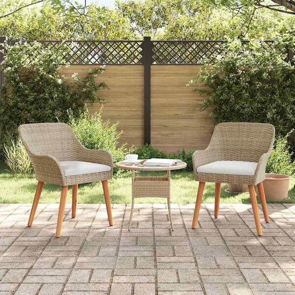 vidaXL Sedia da Giardino 2 pcs Beige 55 x 62.5 x 82cm polyrattan