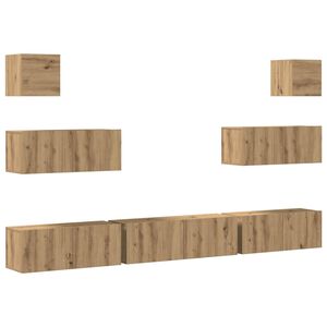 vidaXL Set Mobile TV 7 pz Montato a Parete Rovere in Legno Multistrato