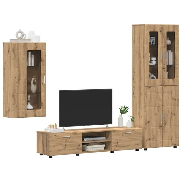 vidaXL Set mobile TV FLORIN Rovere artigianale Legno multistrato