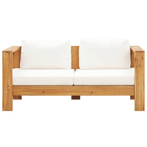 vidaXL Sedia da Giardino con Cuscino 140 cm Bianco Crema Legno Acacia