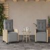 vidaXL Set da Bistr&ograve; 3 pz con Cuscini Beige Misto in Polyrattan