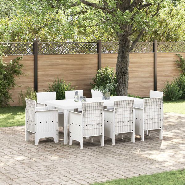 vidaXL Set da Pranzo per Giardino 9 pcs Bianco Polipropilene