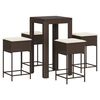 vidaXL Set Bar da Giardino 5 pz con Cuscini in Polyrattan Marrone