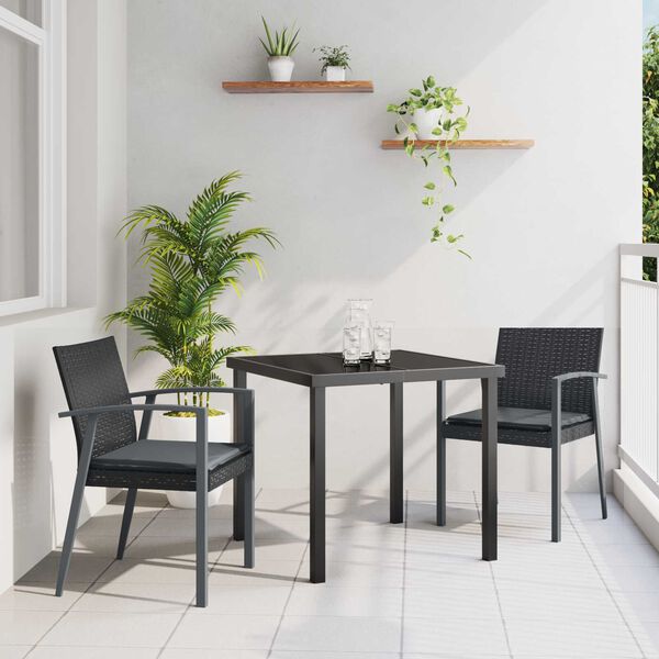 vidaXL Set da Pranzo per Giardino 3 pcs Nero e Grigio Rattan in PE
