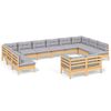 vidaXL Set Divani da Giardino 12 pz con Cuscini Grigi Massello di Pino