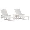 vidaXL Lettino da sole 3 pcs Bianco Polietilene