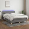 vidaXL Letto a Molle Materasso e LED Grigio Scuro 140x190cm in Tessuto