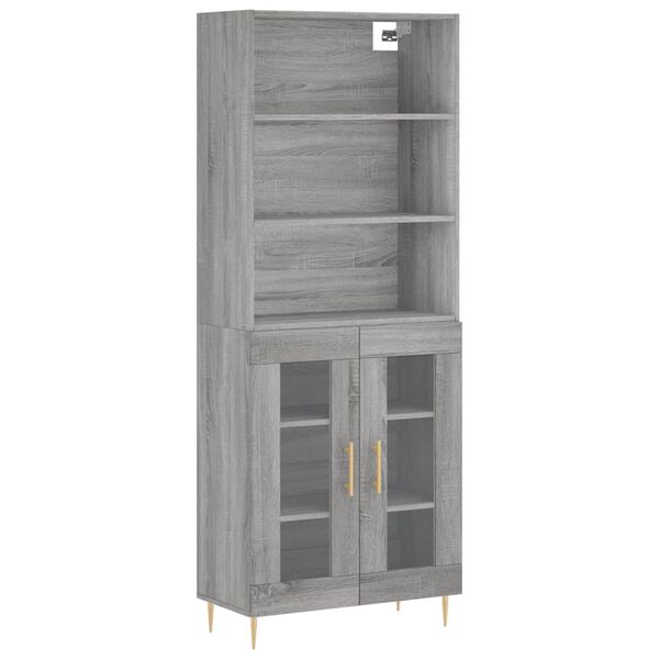 vidaXL Credenza Grigio Sonoma 69,5x34x180 cm in Legno Multistrato