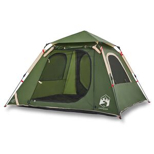 vidaXL Tenda a Cupola da Campeggio 4 Persone Verde a Rilascio Rapido