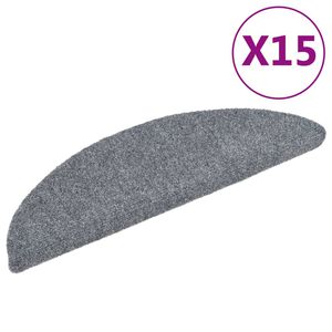 vidaXL Tappetini per scale autoadesivi 15 pz 56x17x3 cm Grigio chiaro semicircolari
