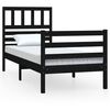 vidaXL Giroletto Nero 90x190 cm Single in Legno Massello