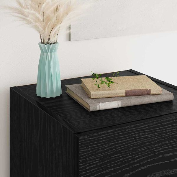 vidaXL Credenza Rovere Nero 34,5 x 34 x 90 cm Legno multistrato