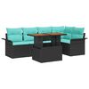 vidaXL Set Divano da Giardino 6 pz Nero e Blu polyrattan