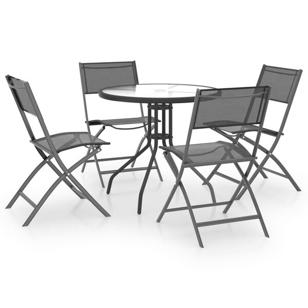 vidaXL Set da Pranzo da Giardino 5 pz in Acciaio