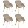 vidaXL Sedie Pranzo 4 pz Beige in Tessuto e Legno Massello di Rovere