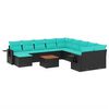 vidaXL Set Divani da Giardino 12 pz con Cuscini Nero in Polyrattan