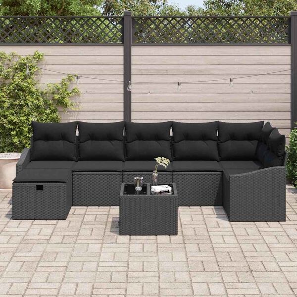 vidaXL Set di divani con cuscino 8 pcs polyrattan