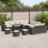 vidaXL Set Divano da Giardino 14 pcs Nero e Crema polyrattan
