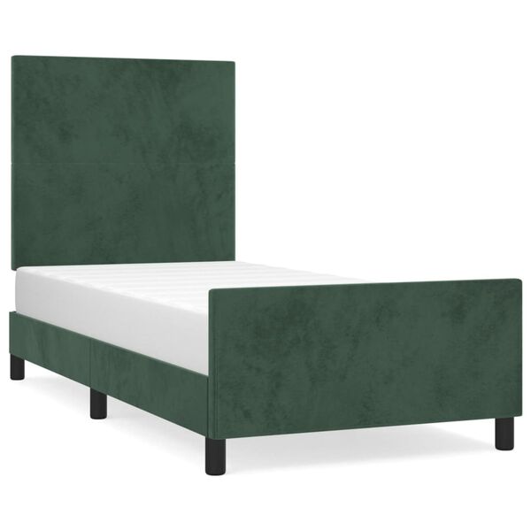 vidaXL Giroletto senza Materasso Verde Scuro 90x200 cm in Velluto