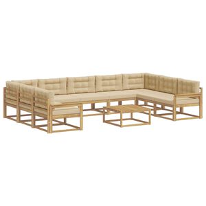 vidaXL Set di divani da esterno con cuscino 10 pcs Bianco e Beige