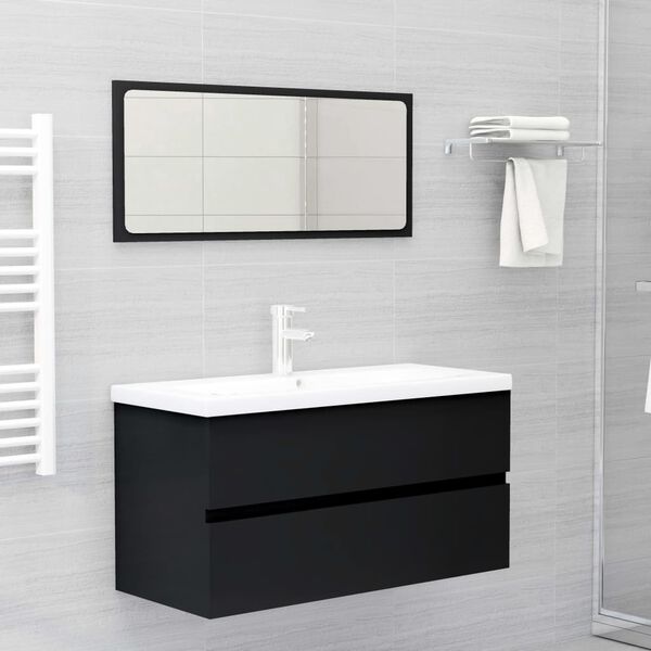 vidaXL Set Mobili da Bagno Nero in Legno Multistrato