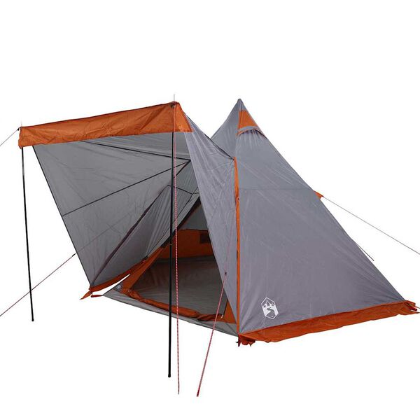 vidaXL Tenda Familiare Tipi 6 Persone Grigia e Arancione Impermeabile