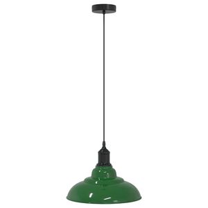 vidaXL Lampada a Sospensione Regolabile E27 Verde Lucido &Oslash;31cm Metallo