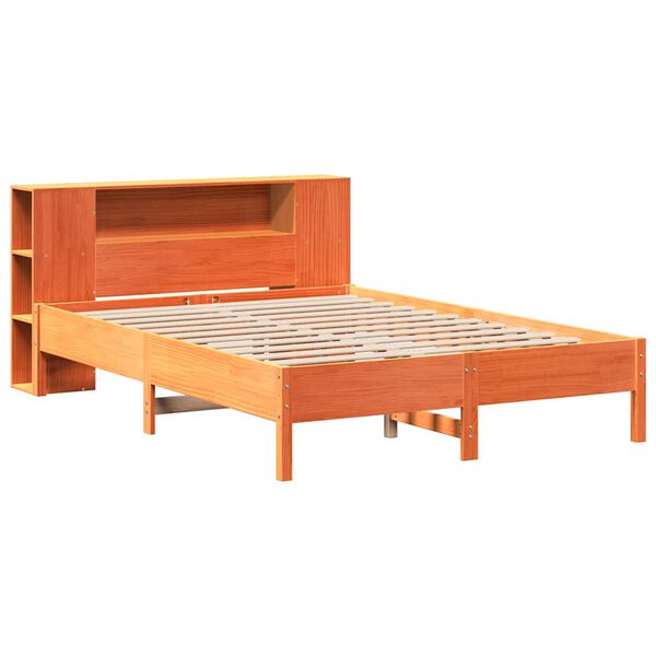vidaXL Letto Libreria senza Materasso Marrone Cera 120x190 cm in Pino