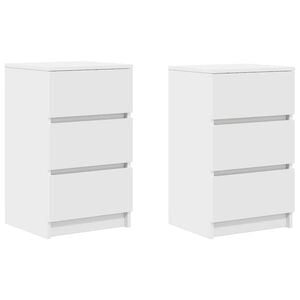 vidaXL Comodini con 3 Cassetti 2 pz Bianco 39x35x65 cm