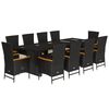 vidaXL Set da Pranzo da Giardino 11 pz con Cuscini in Polyrattan Nero