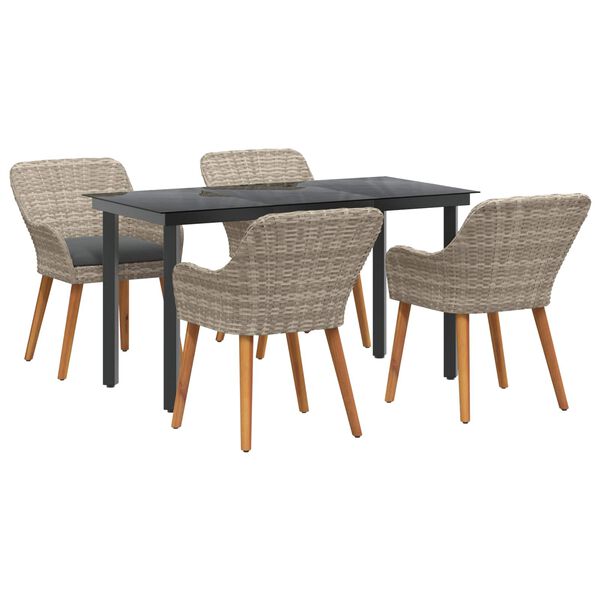 vidaXL Set da Pranzo per Giardino 5 pcs Grigio chiaro polyrattan