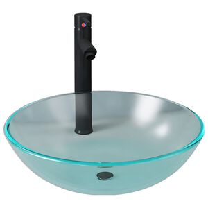 vidaXL Lavandino con Rubinetto e Piletta in Vetro Temperato Satinato