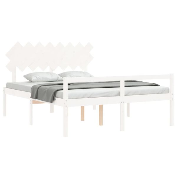 vidaXL Letto per Anziani con Testiera Bianco 160x200 cm Legno Massello