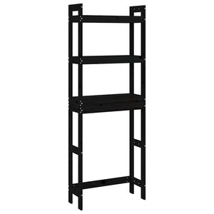 vidaXL Rastrelliera da Bagno Nera 63x26x171 cm Legno Massello Pino