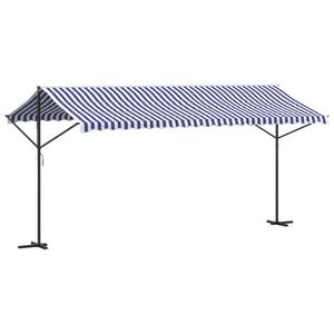 vidaXL Tenda da Sole Blu e Bianca 500x300 cm in Tessuto e Acciaio