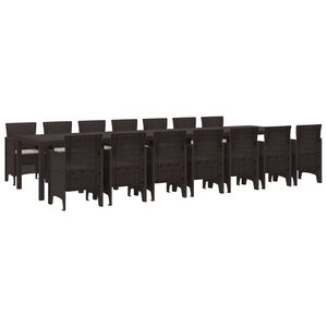 vidaXL Set da pranzo da giardino con cuscini 15 pz Marrone PP
